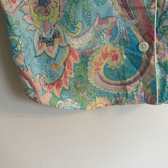 Lauren Ralph Lauren Pastel Paisley Print Sleep Shirt Button Front Size Small - Picture 7 of 10